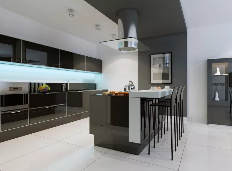 Trouver un menuisier ébéniste pour la fabrication d'une cuisine sur mesure avec ilot central, Meaux, ARAS DECO